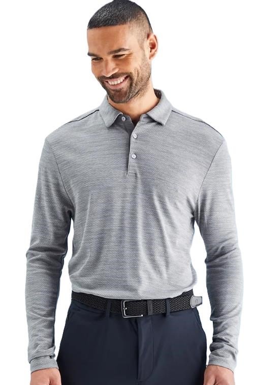 PING Creek long sleeve men's polo, rock melange