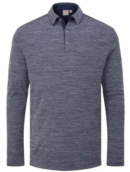 PING Creek long sleeve men's polo, navy melange