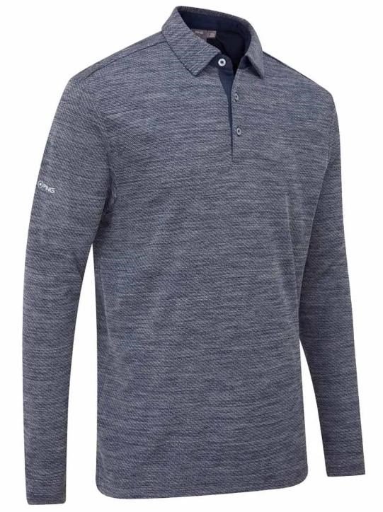 PING Creek long sleeve men's polo, navy melange