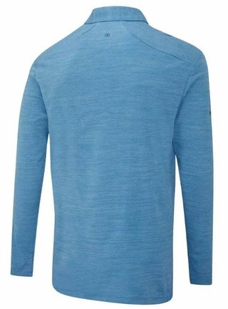 PING Creek long sleeve men's polo, tidal blue melange