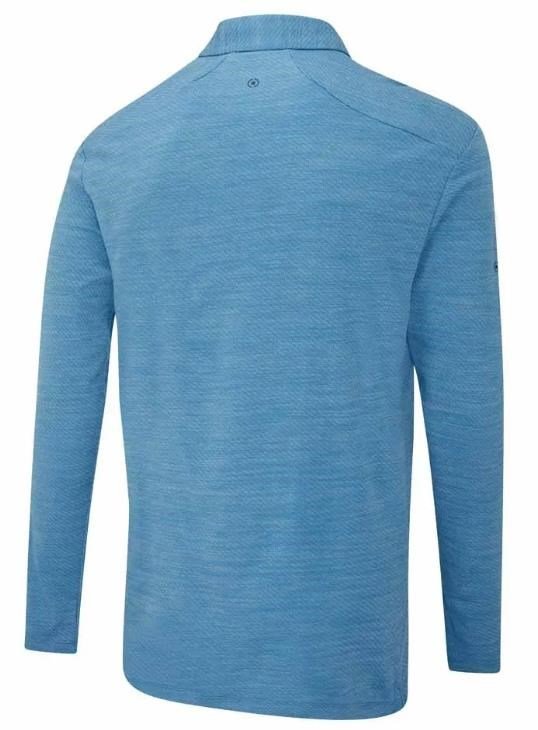 PING Creek long sleeve men's polo, tidal blue melange