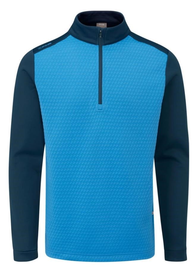 PING Nolan Quarter Zip Fleece men's sweatshirt, tidal blue/navy