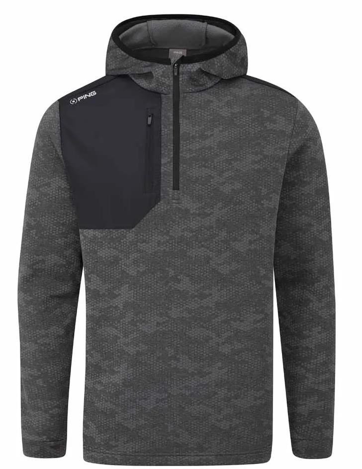 PING Nexa Hooded half zip fleece men's sweatshirt, black