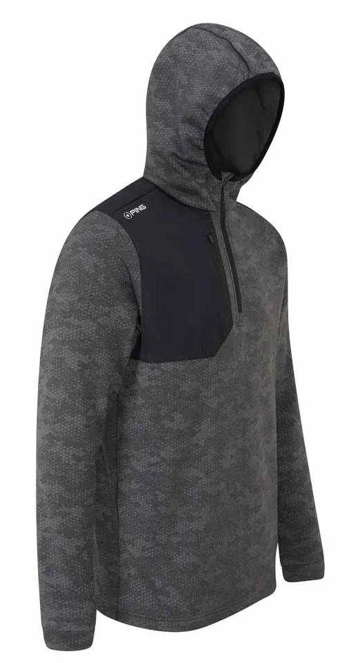 PING Nexa Hooded half zip fleece men's sweatshirt, black