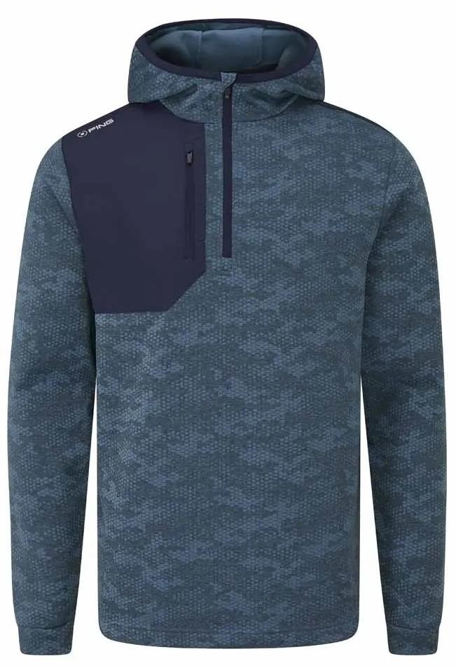 PING Nexa Hooded half zip fleece men's sweatshirt, blue fusion/navy