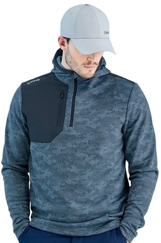 PING Nexa Hooded half zip fleece men's sweatshirt, blue fusion/navy