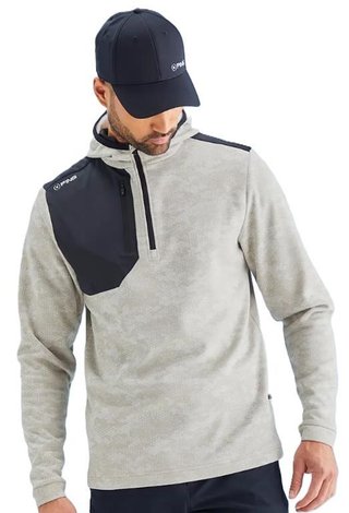 PING Nexa Hooded half zip fleece men's sweatshirt, willow/black