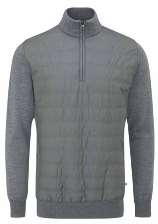PING Connell Hybrid quarter-zip mens sweater, french grey marl