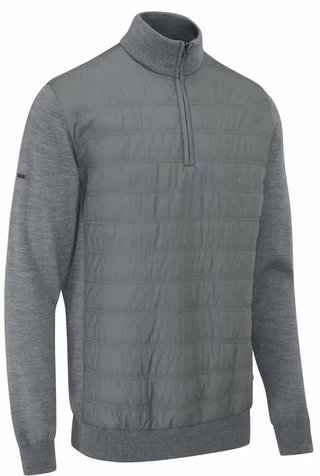 PING Connell Hybrid quarter-zip mens sweater, french grey marl