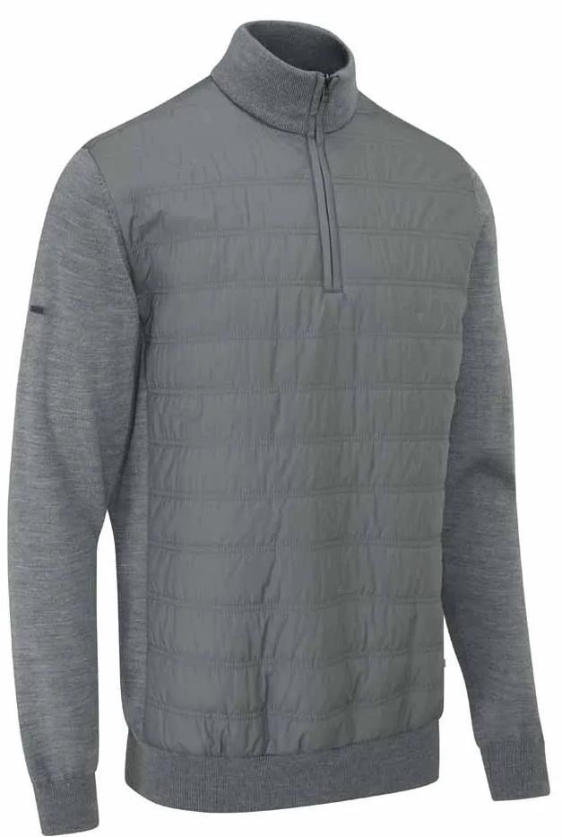 PING Connell Hybrid quarter-zip mens sweater, french grey marl