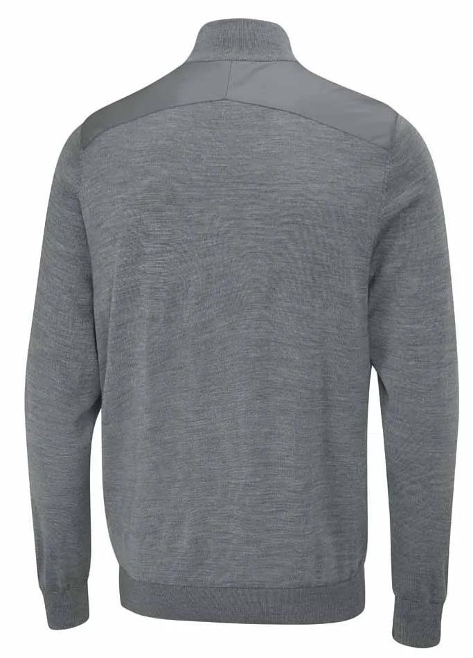 PING Connell Hybrid quarter-zip mens sweater, french grey marl