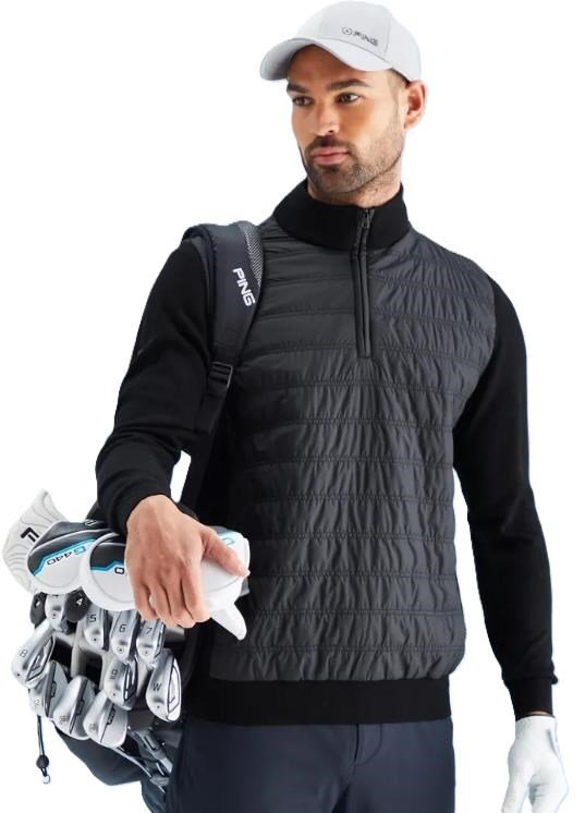 PING Connell Hybrid quarter-zip men's sweater, black