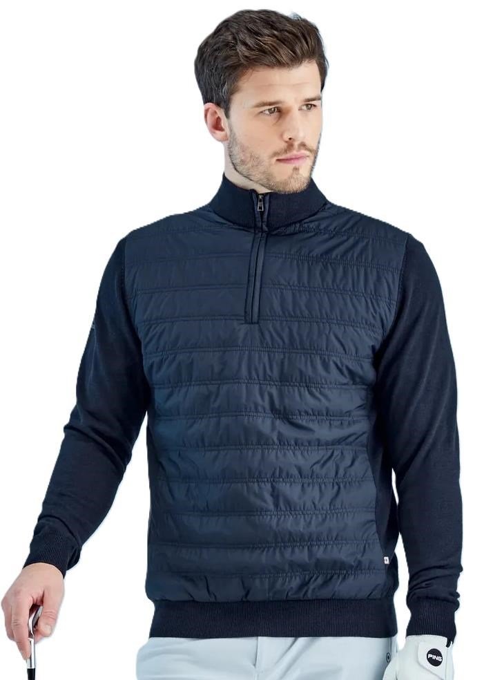 PING Connell Hybrid quarter-zip men's sweater, navy