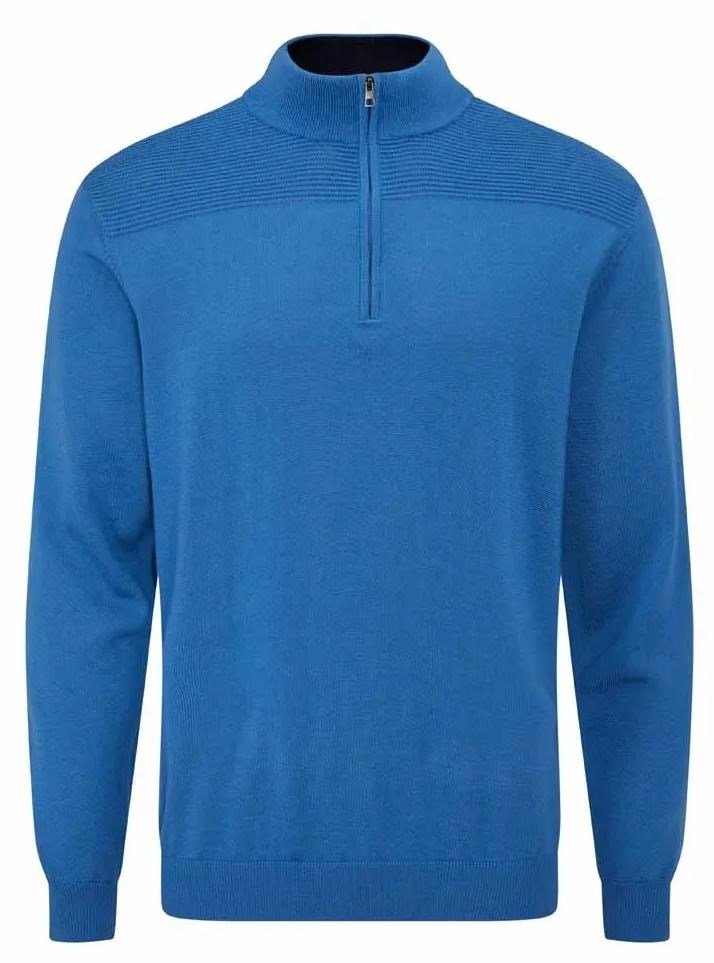 PING Dorset Quarter zip mens sweater, tidal blue