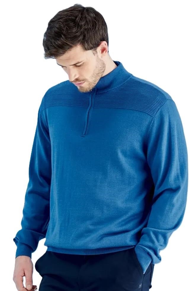 PING Dorset Quarter zip mens sweater, tidal blue