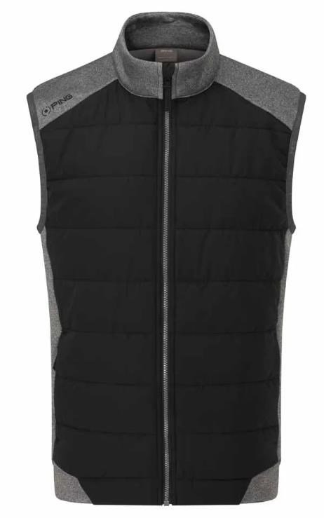 PING Aiden Hybrid Fleece men's vest, asphalt marl/black