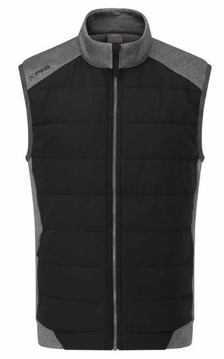PING Aiden Hybrid Fleece men's vest, asphalt marl/black