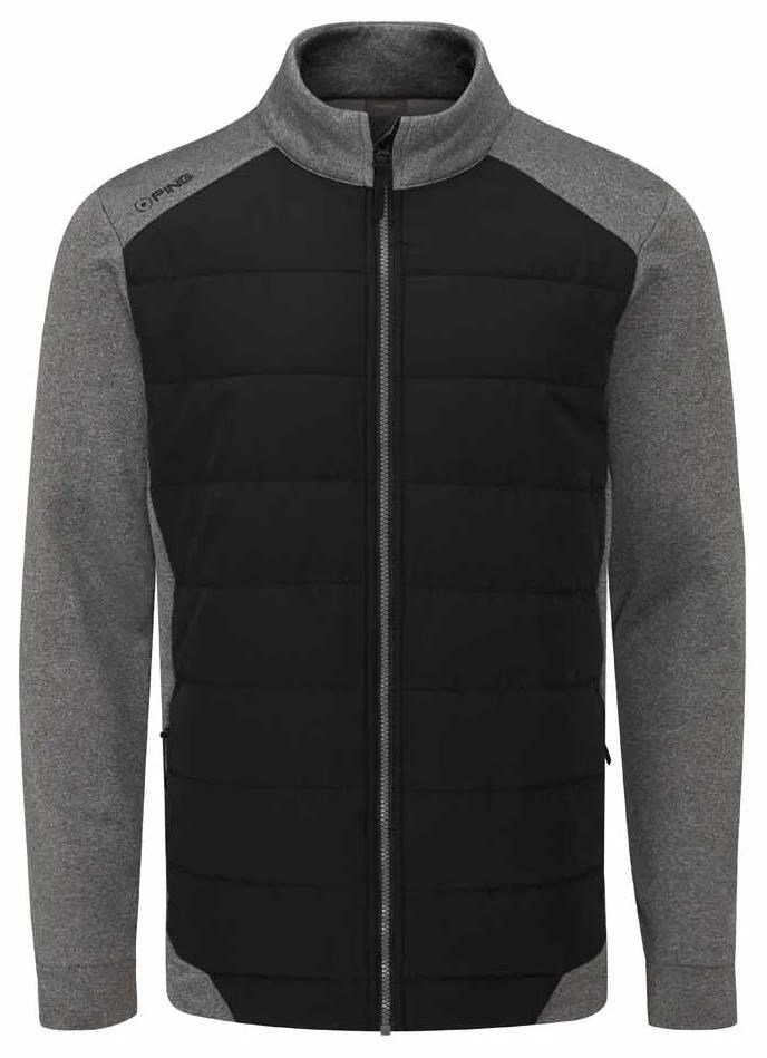 PING Aiden Hybrid fleece mens jacket, asphalt marl/black