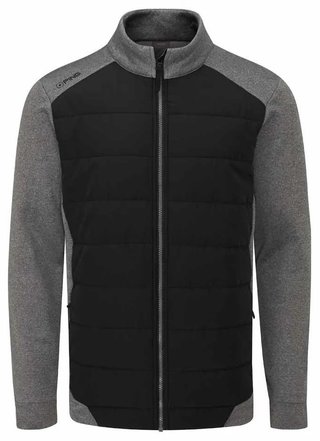 PING Aiden Hybrid fleece mens jacket, asphalt marl/black