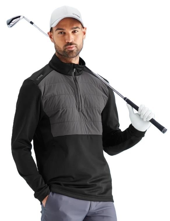 PING Astbury fleece mens jacket, black/asphalt
