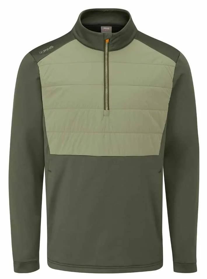 PING Astbury fleece men's jacket, dark olive/lichen