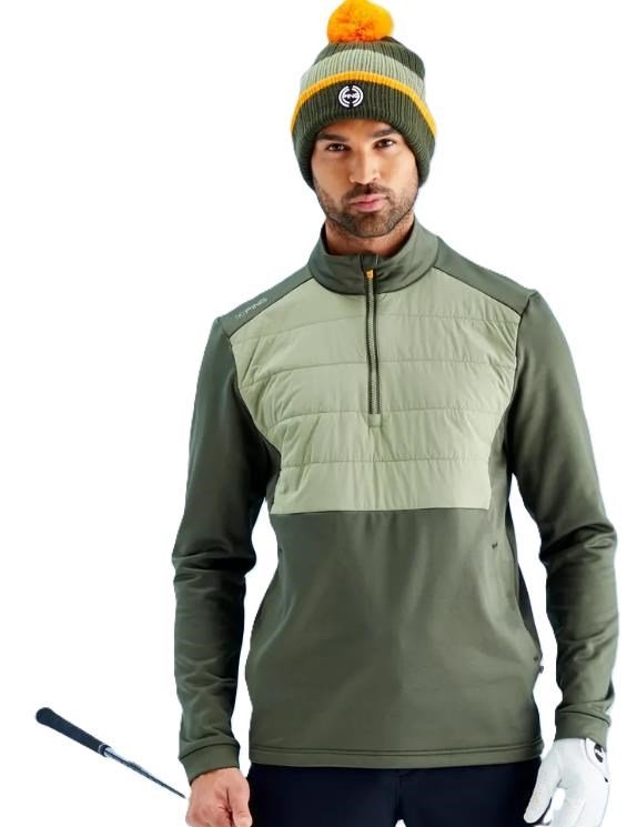PING Astbury fleece men's jacket, dark olive/lichen