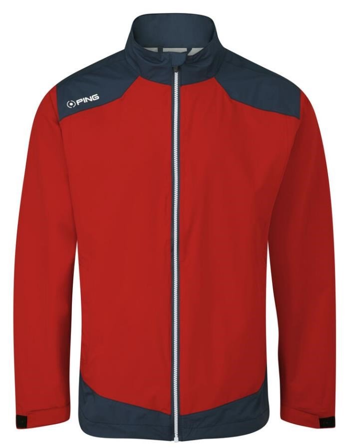 PING AquaDrive Waterproof men's jacket, classic red/oxford blue