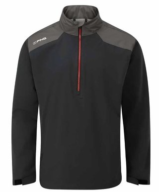 PING AquaDrive Half-Zip men's waterproof jacket, black/asphalt