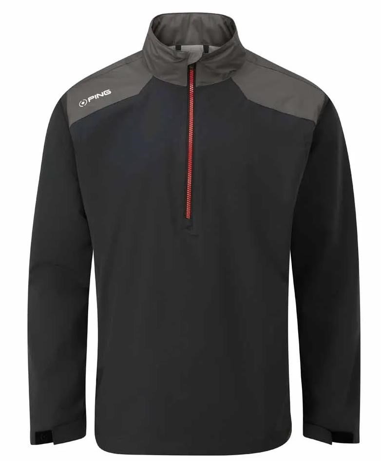 PING AquaDrive Half-Zip men's waterproof jacket, black/asphalt