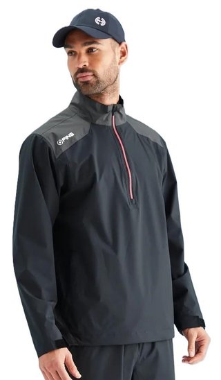 PING AquaDrive Half-Zip men's waterproof jacket, black/asphalt
