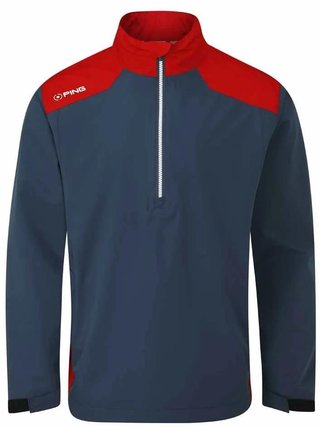 PING AquaDrive Half-Zip men's waterproof jacket, oxford blue/classic red
