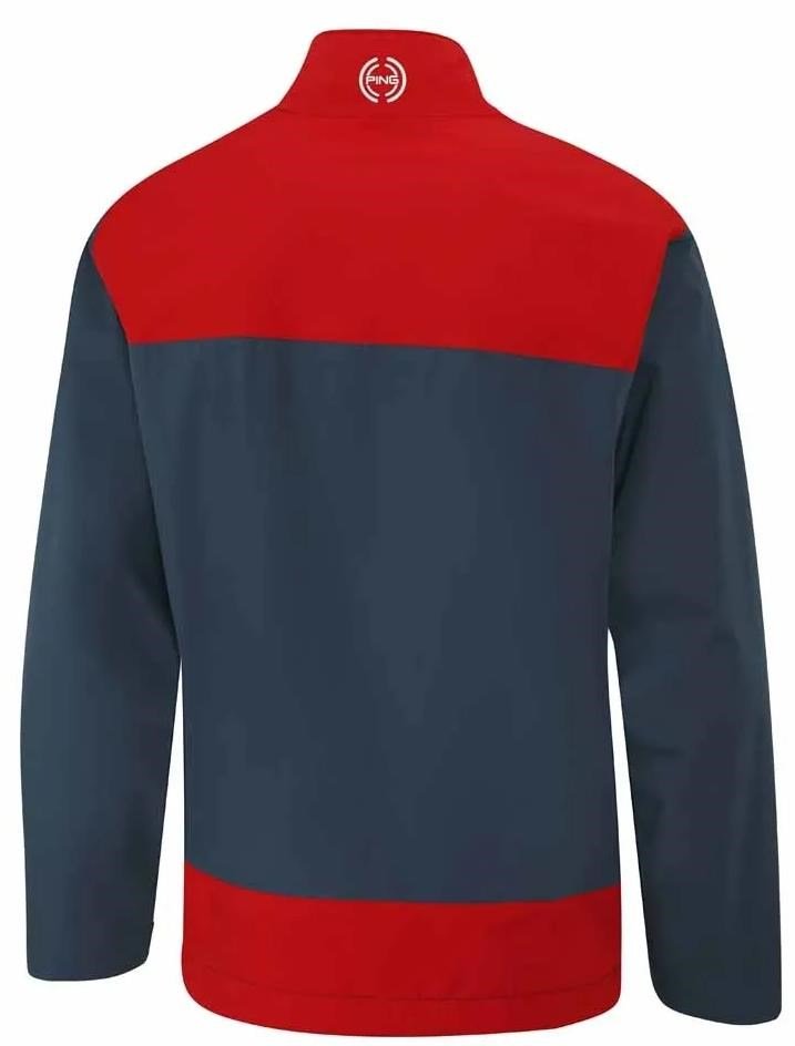 PING AquaDrive Half-Zip men's waterproof jacket, oxford blue/classic red