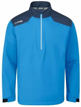 PING AquaDrive Half-Zip men's waterproof jacket, brilliant blue/oxford blue