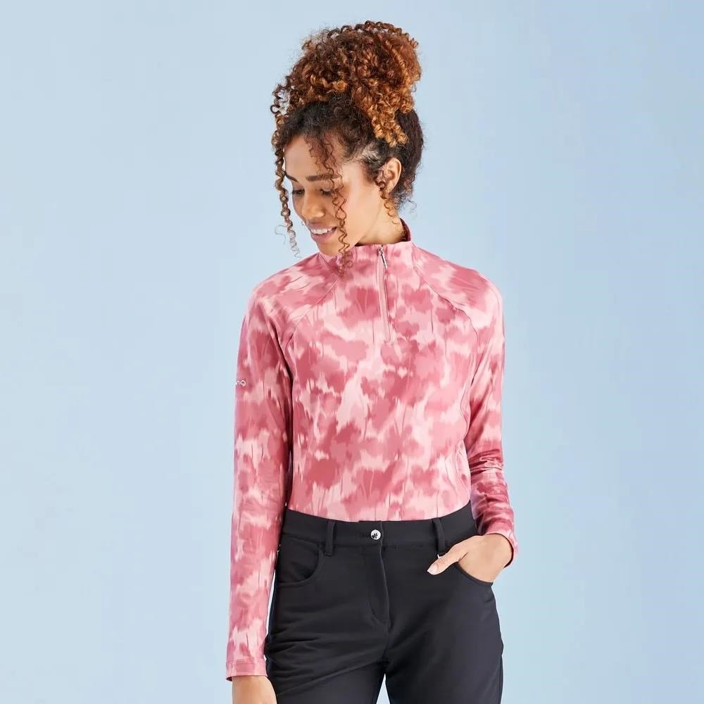 PING Jasmine Printed Long Sleeve ladies top, rose multi
