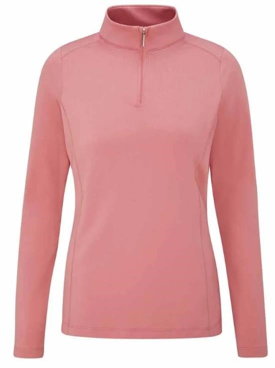 PING Aveline Half Zip long sleeved ladies shirt, muted pink