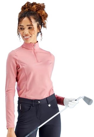PING Aveline Half Zip long sleeved ladies shirt, muted pink