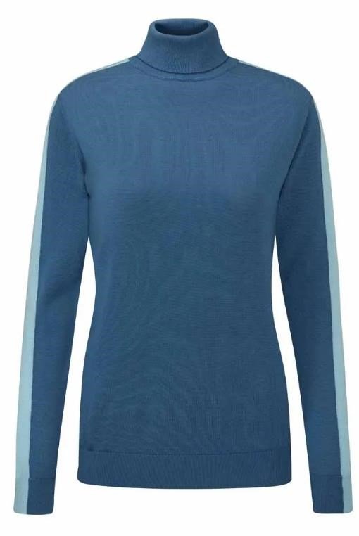 PING Lockett Roll neck ladies sweater, blue fusion/crystal blue