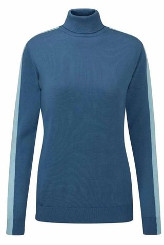 PING Lockett Roll neck ladies sweater, blue fusion/crystal blue
