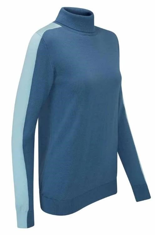 PING Lockett Roll neck ladies sweater, blue fusion/crystal blue