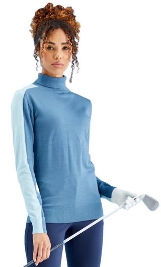 PING Lockett Roll neck ladies sweater, blue fusion/crystal blue