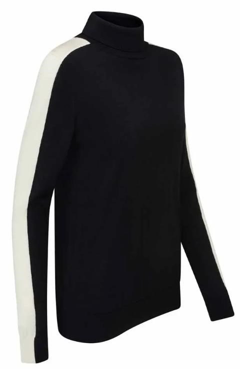 PING Lockett Roll neck ladies sweater, black/chalk