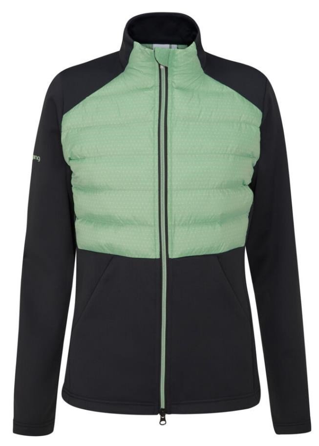 PING Clare Zoned Fleece women's jacket, black/eucalyptus multi