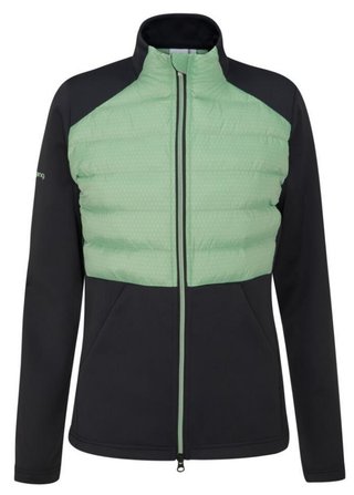 PING Clare Zoned Fleece women's jacket, black/eucalyptus multi