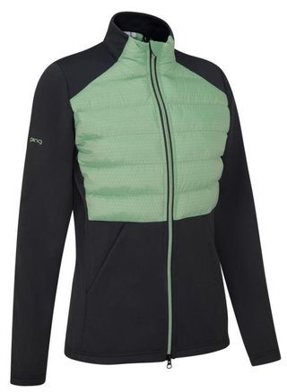 PING Clare Zoned Fleece women's jacket, black/eucalyptus multi