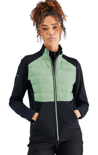 PING Clare Zoned Fleece women's jacket, black/eucalyptus multi