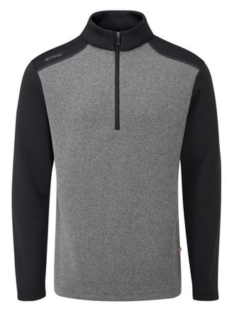 PING Ramsey half zip ribbed fleece men's pullover, black marl/black