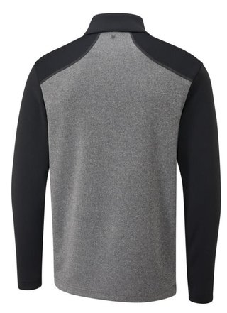 PING Ramsey half zip ribbed fleece men's pullover, black marl/black