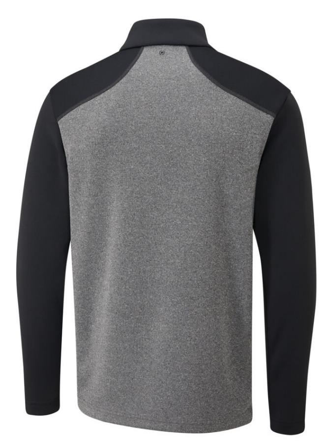 PING Ramsey half zip ribbed fleece men's pullover, black marl/black