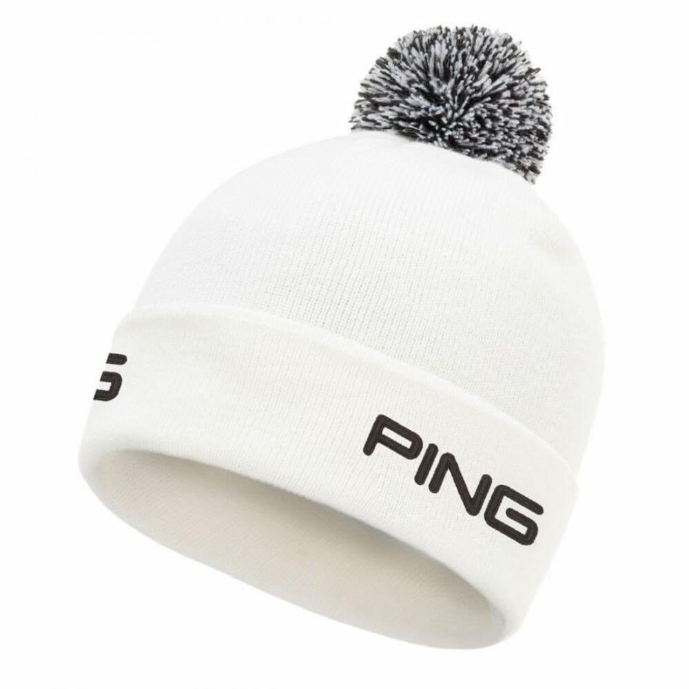 PING Cresting Knit mens winter hat, white