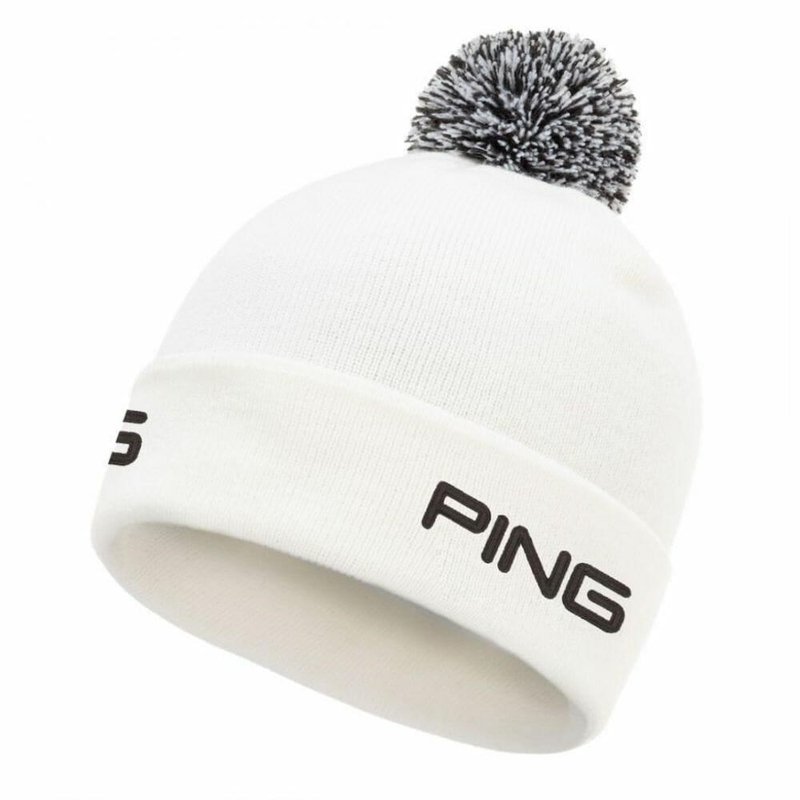 PING Cresting Knit mens winter hat, white